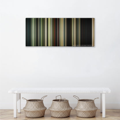 It color palette canvas above a white bench with three woven baskets