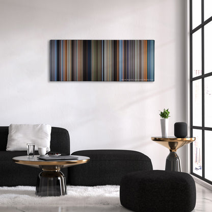 Point Break color palette canvas above a black sofa with a gold-topped table