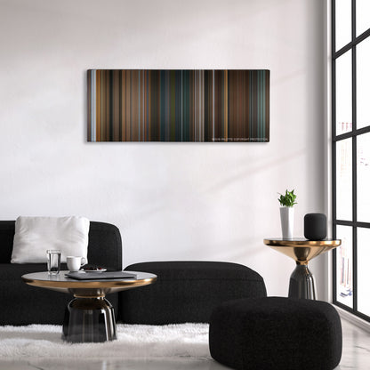 Game Night color palette canvas above a black sofa with a gold-topped table