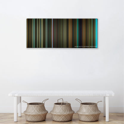 Revolver color palette canvas above a white bench with three woven baskets