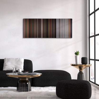 The Twilight Saga: Breaking Dawn - Part 2 color palette canvas above a black sofa with a gold-topped table