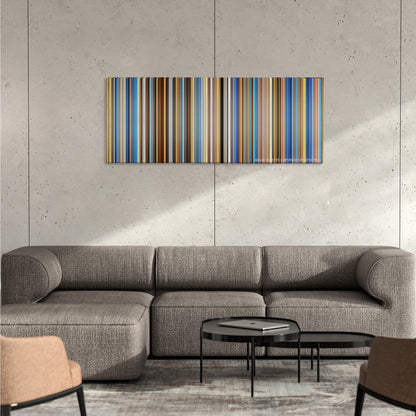 Traffic color palette canvas on a concrete wall above a gray sectional sofa