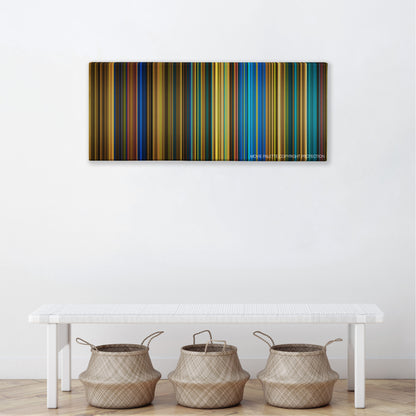 Nosferatu color palette canvas above a white bench with three woven baskets