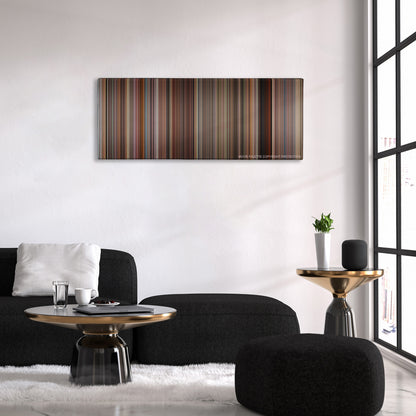 Matilda color palette canvas above a black sofa with a gold-topped table