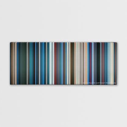 Aquaman color palette canvas print: thousands of thin vertical stripes of color