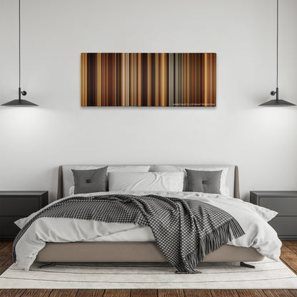 Prince of Persia: The Sands of Time color palette canvas above a bed, between two black pendant lamps