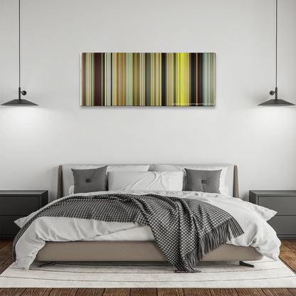 Kong: Skull Island color palette canvas above a bed, between two black pendant lamps