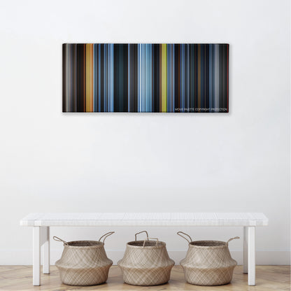 Dreamcatcher color palette canvas above a white bench with three woven baskets