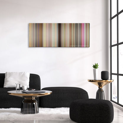 Bad Grandpa color palette canvas above a black sofa with a gold-topped table