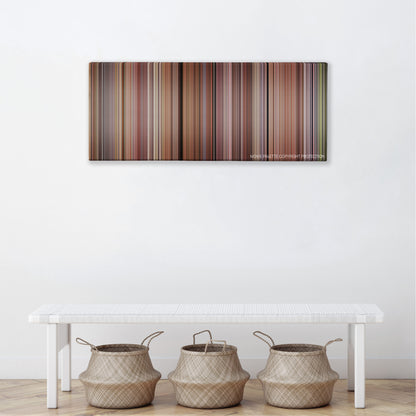 Dead Man Walking color palette canvas above a white bench with three woven baskets