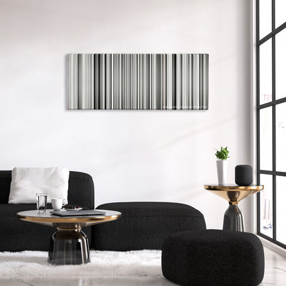 Persepolis color palette canvas above a black sofa with a gold-topped table