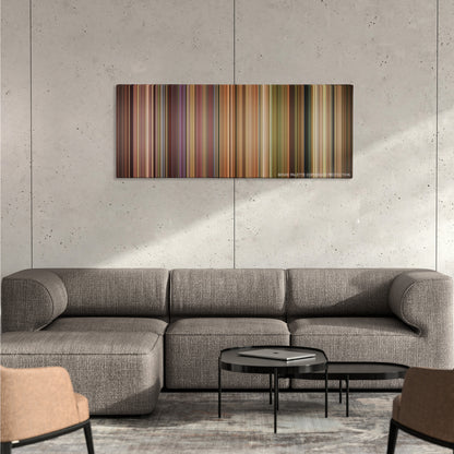 American Wedding color palette canvas on a concrete wall above a gray sectional sofa