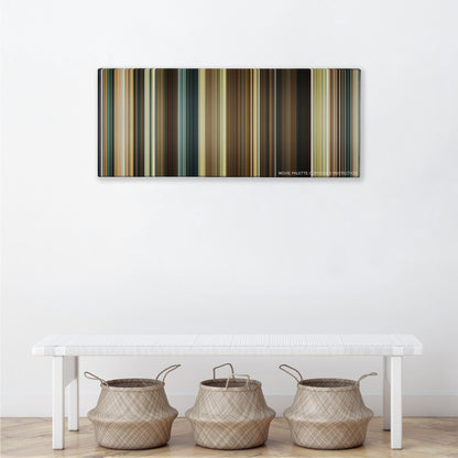 Casino Royale color palette canvas above a white bench with three woven baskets