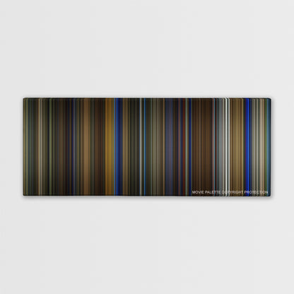 Birdman or (The Unexpected Virtue of Ignorance) color palette canvas print: thousands of thin vertical stripes of color