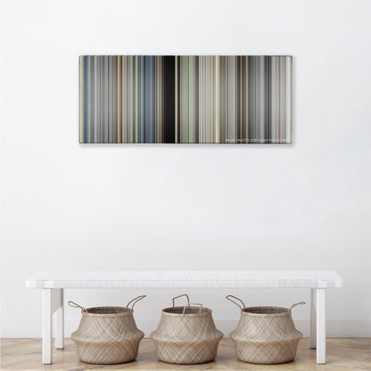Saving Private Ryan color palette canvas above a white bench with three woven baskets