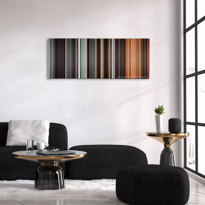 Star Wars: Episode II - Attack of the Clones color palette canvas above a black sofa with a gold-topped table