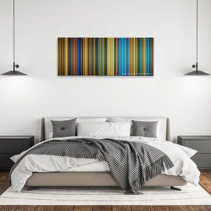 Nosferatu color palette canvas above a bed, between two black pendant lamps