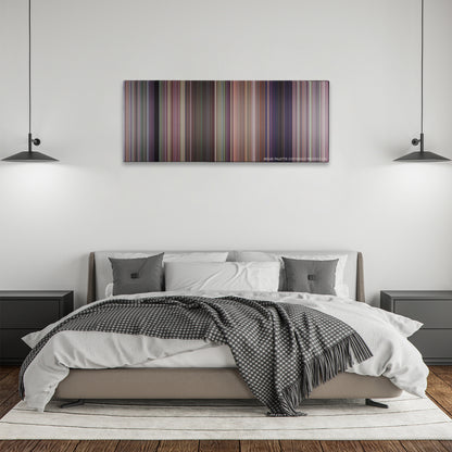 Meet the Fockers color palette canvas above a bed, between two black pendant lamps