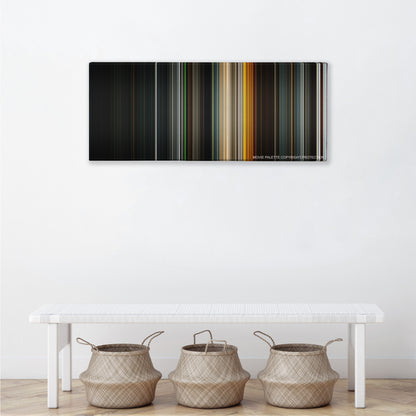 Snowpiercer color palette canvas above a white bench with three woven baskets