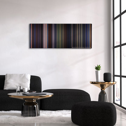 Star Wars: Episode VI - Return of the Jedi color palette canvas above a black sofa with a gold-topped table