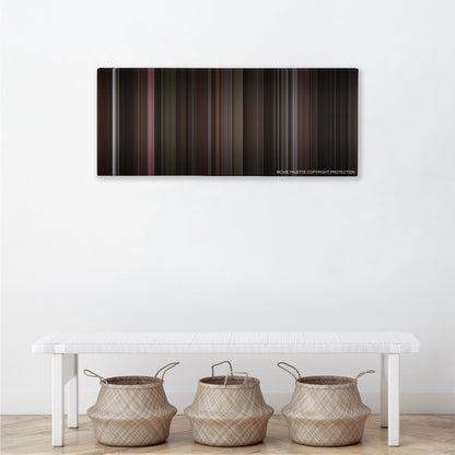 Miller's Crossing color palette canvas above a white bench with three woven baskets