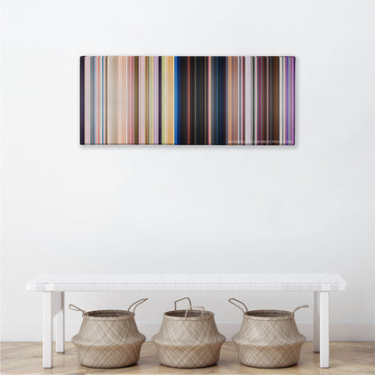 Zootopia color palette canvas above a white bench with three woven baskets