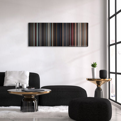 Star Wars: Episode VIII - The Last Jedi color palette canvas above a black sofa with a gold-topped table