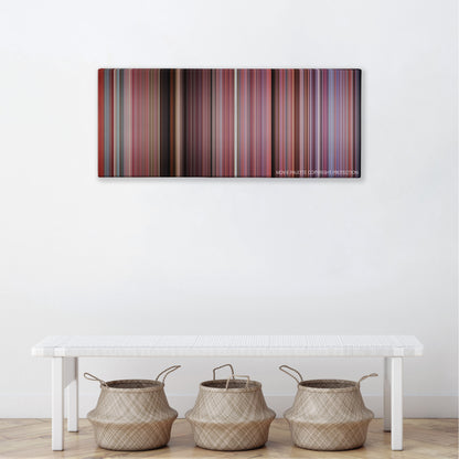 Bring It On color palette canvas above a white bench with three woven baskets