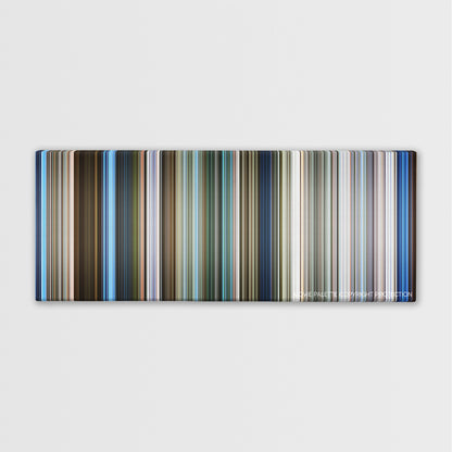 Skyline color palette canvas print: thousands of thin vertical stripes of color