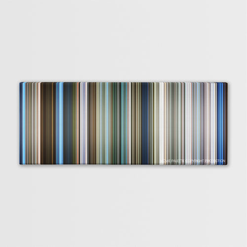 Skyline color palette canvas print: thousands of thin vertical stripes of color