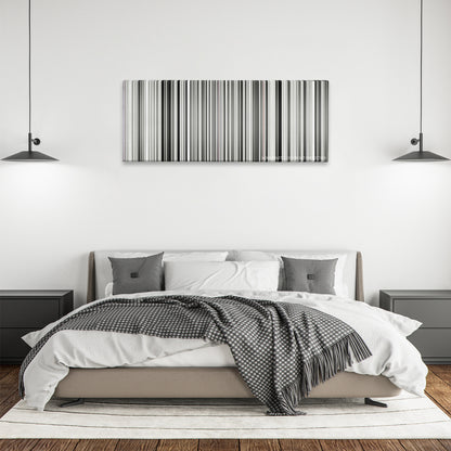 Persepolis color palette canvas above a bed, between two black pendant lamps