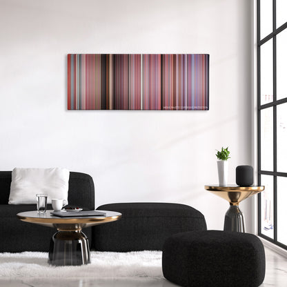 Bring It On color palette canvas above a black sofa with a gold-topped table