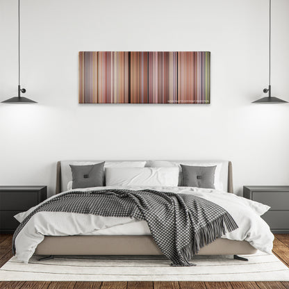 Dead Man Walking color palette canvas above a bed, between two black pendant lamps