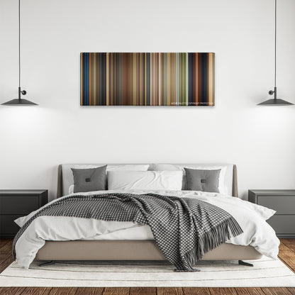 The Spiderwick Chronicles color palette canvas above a bed, between two black pendant lamps