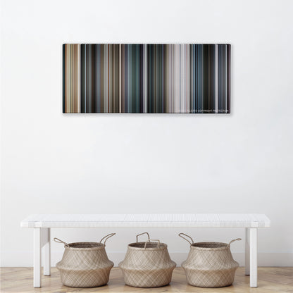 Captain America: Civil War color palette canvas above a white bench with three woven baskets