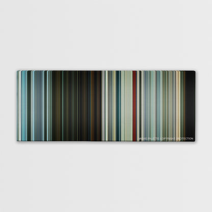 The Hitman's Bodyguard color palette canvas print: thousands of thin vertical stripes of color