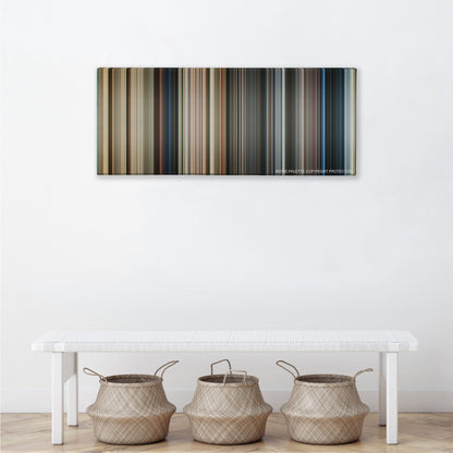 Life Is Beautiful color palette canvas above a white bench with three woven baskets