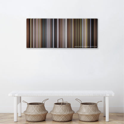 Nymphomaniac: Vol. II color palette canvas above a white bench with three woven baskets