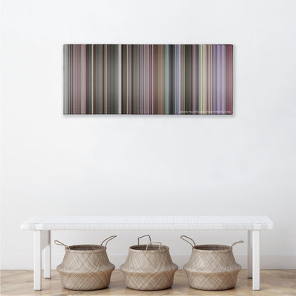 Blades of Glory color palette canvas above a white bench with three woven baskets