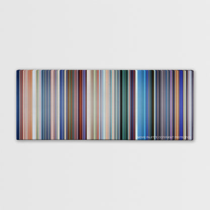 Monsters, Inc. color palette canvas print: thousands of thin vertical stripes of color