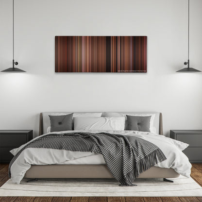 American Pie 2 color palette canvas above a bed, between two black pendant lamps
