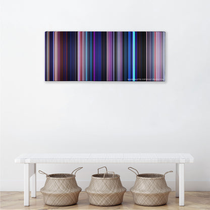 Frozen II color palette canvas above a white bench with three woven baskets