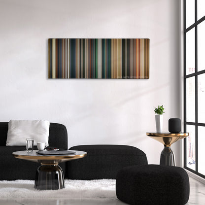 The Lord of the Rings: The Return of the King color palette canvas above a black sofa with a gold-topped table