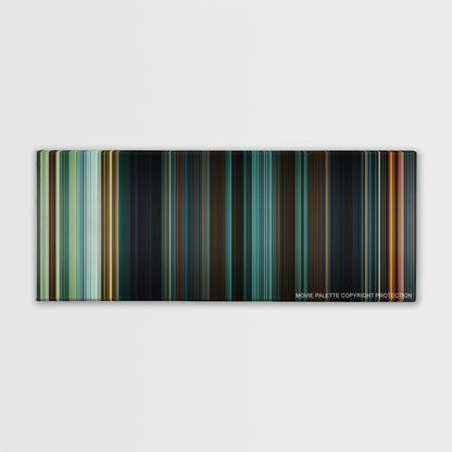 Wonder Woman color palette canvas print: thousands of thin vertical stripes of color