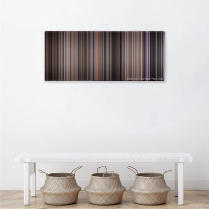 Ghostbusters color palette canvas above a white bench with three woven baskets