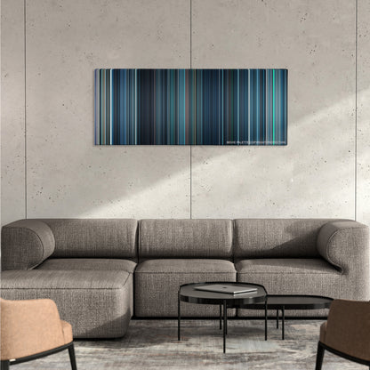 Resident Evil: Apocalypse color palette canvas on a concrete wall above a gray sectional sofa