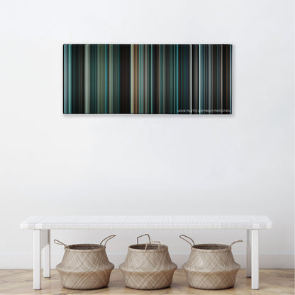 Biutiful color palette canvas above a white bench with three woven baskets