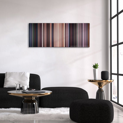 Star Wars: Episode I - The Phantom Menace color palette canvas above a black sofa with a gold-topped table