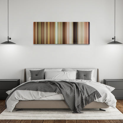 Grown Ups color palette canvas above a bed, between two black pendant lamps