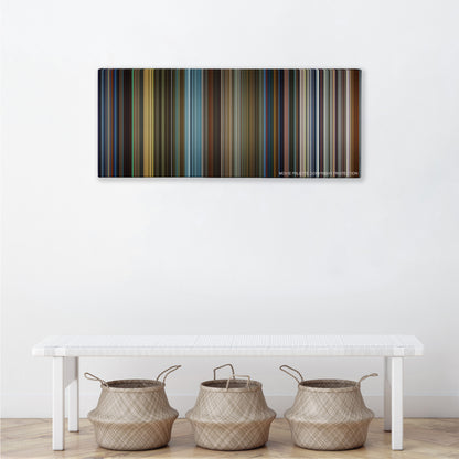X-Men: Days of Future Past color palette canvas above a white bench with three woven baskets